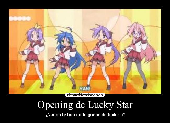 carteles lucky star opening konata izumi kagami tsukasa hiiragi miyuki takara anime manga desmotivaciones