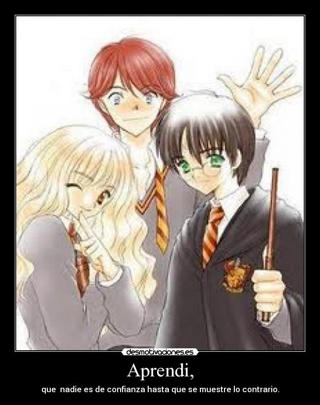Aprendi, - que nadie es de confianza hasta que se muestre lo contrario.
