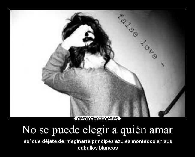 No se puede elegir a quién amar - así que déjate de imaginarte principes azules montados en sus caballos blancos