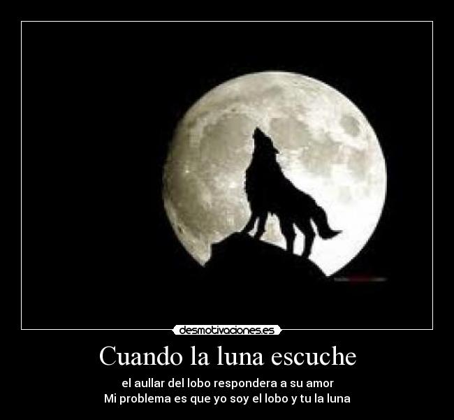 Cuando la luna escuche - el aullar del lobo respondera a su amor
Mi problema es que yo soy el lobo y tu la luna