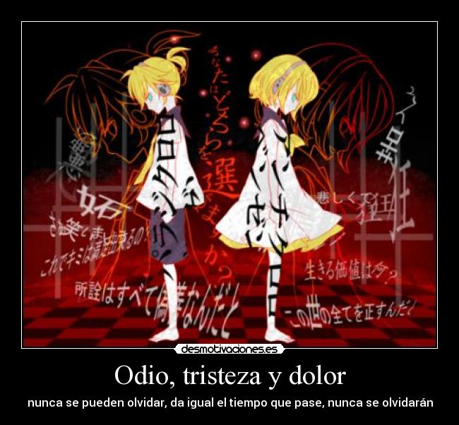 Odio, tristeza y dolor - nunca se pueden olvidar, da igual el tiempo que pase, nunca se olvidarán