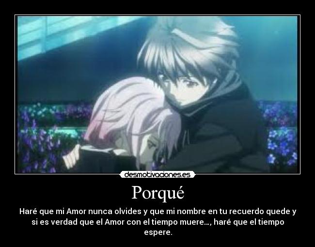 Porqué - Haré que mi Amor nunca olvides y que mi nombre en tu recuerdo quede y
si es verdad que el Amor con el tiempo muere…, haré que el tiempo
espere.