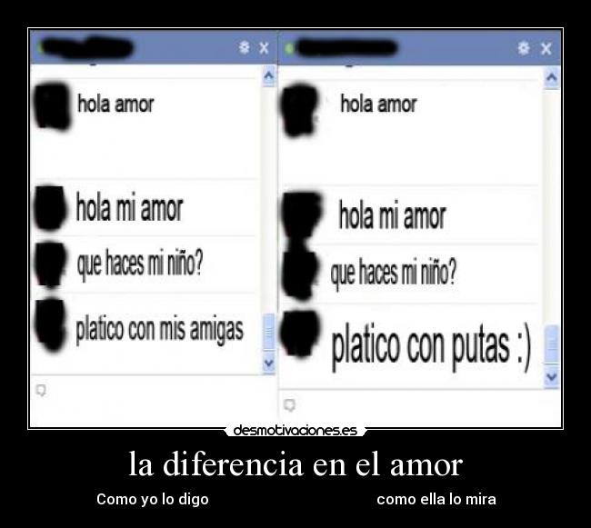 la diferencia en el amor - Como yo lo digo como ella lo mira
