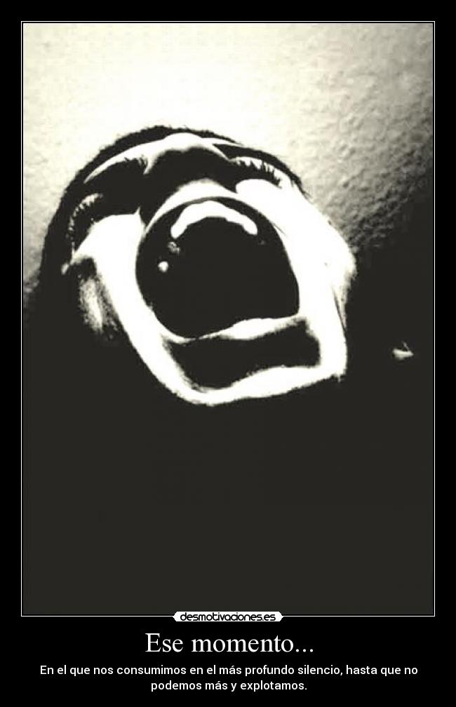 Ese momento... - En el que nos consumimos en el más profundo silencio, hasta que no
podemos más y explotamos.