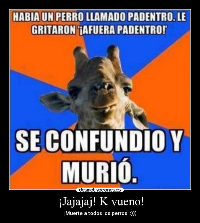 ¡Jajajaj! K vueno! - ¡Muerte a todos los perros! :)))