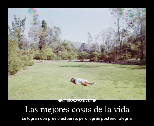 Las mejores cosas de la vida - se logran con previo esfuerzo, pero logran posterior alegría.
