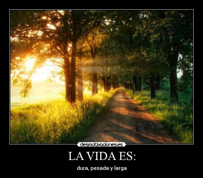 LA VIDA ES: - dura, pesada y larga