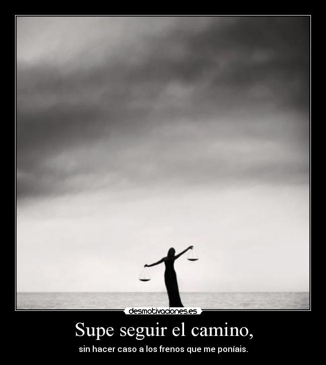 Supe seguir el camino, - sin hacer caso a los frenos que me poníais.