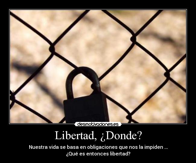 Libertad, ¿Donde? - Nuestra vida se basa en obligaciones que nos la impiden ...
¿Qué es entonces libertad?