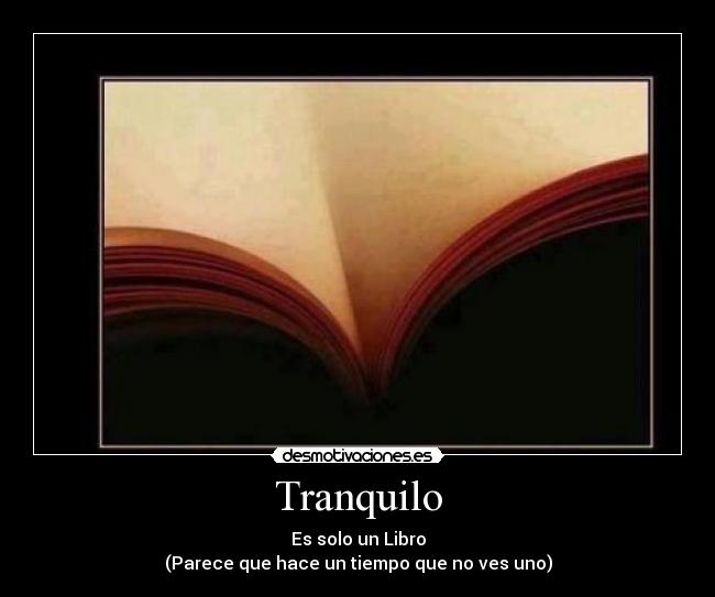 Tranquilo - Es solo un Libro
(Parece que hace un tiempo que no ves uno)