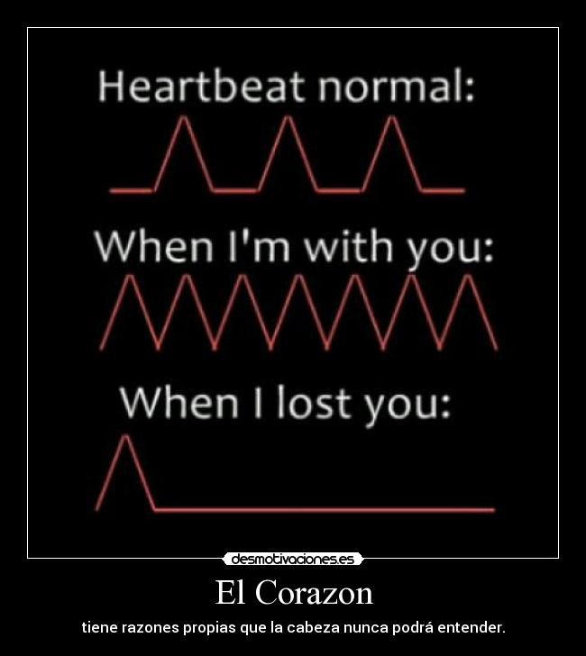 El Corazon - tiene razones propias que la cabeza nunca podrá entender.