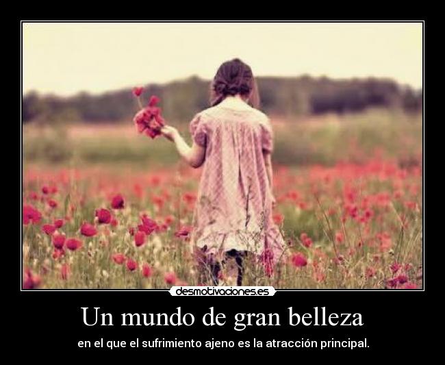 Un mundo de gran belleza - en el que el sufrimiento ajeno es la atracción principal.