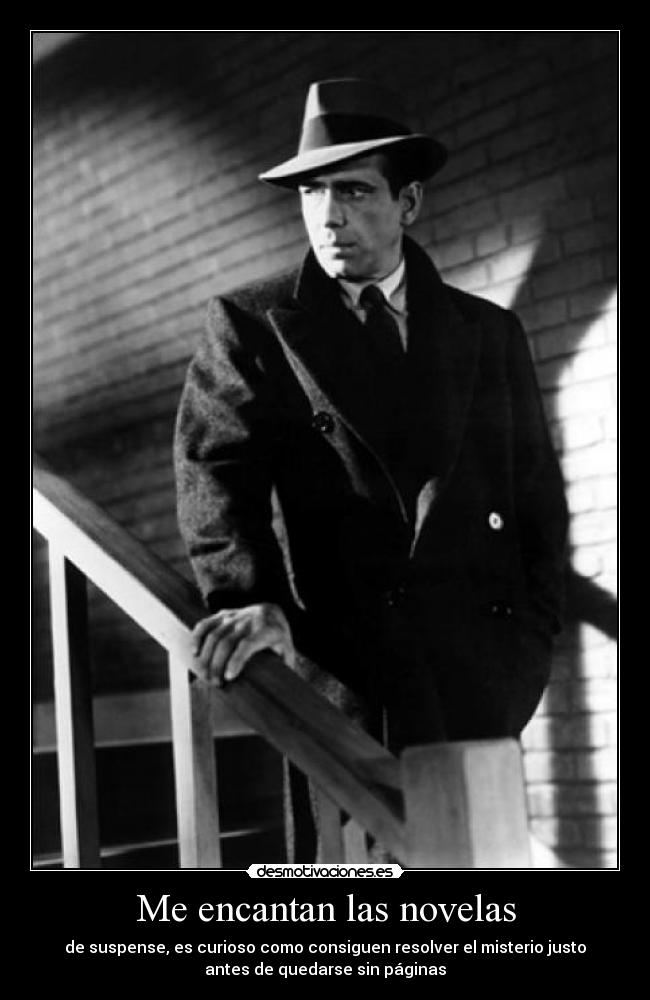 Me encantan las novelas - de suspense, es curioso como consiguen resolver el misterio justo
antes de quedarse sin páginas