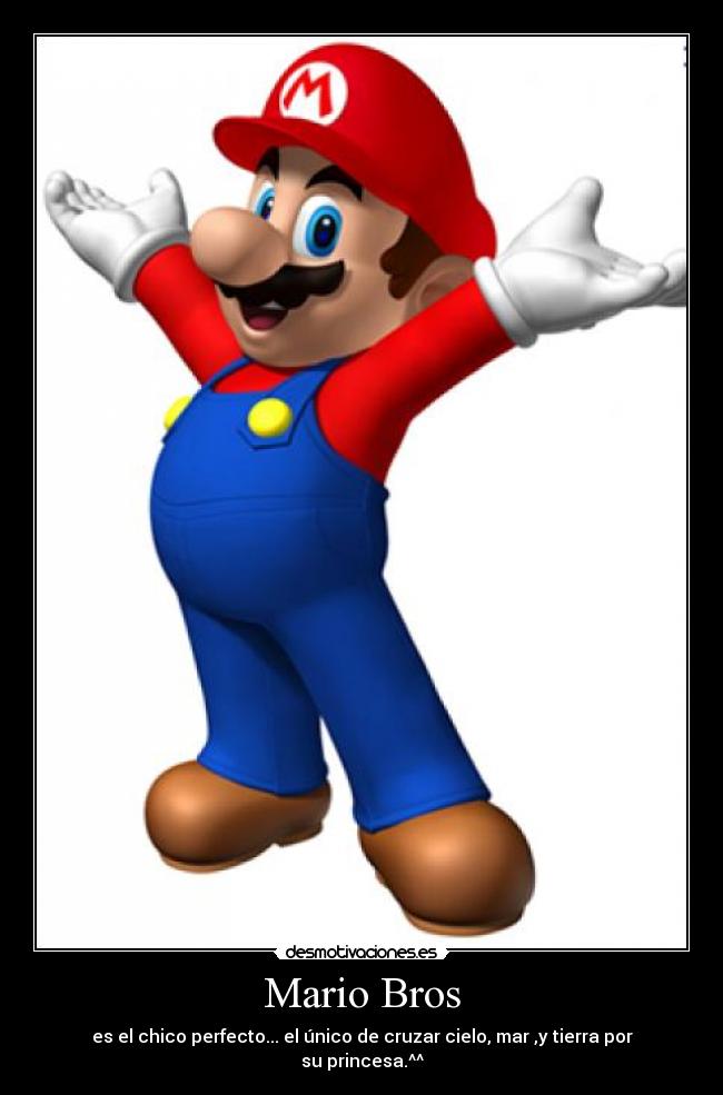 Mario Bros - es el chico perfecto... el único de cruzar cielo, mar ,y tierra por su princesa.^^