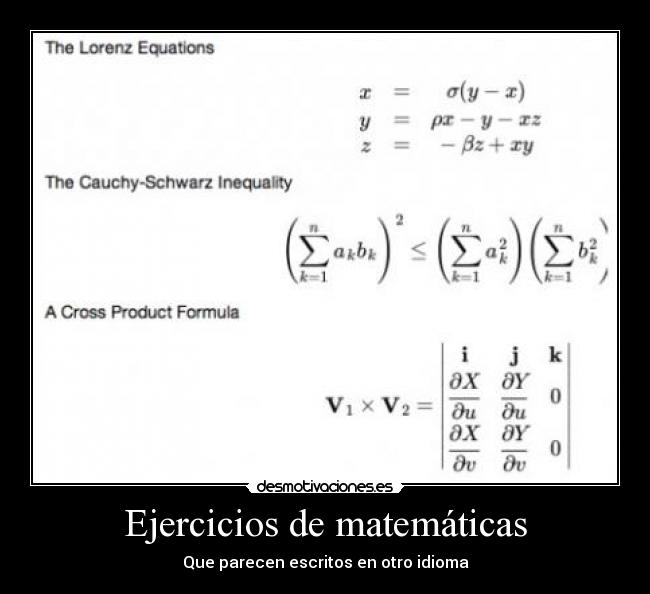 Ejercicios de matemáticas - Que parecen escritos en otro idioma