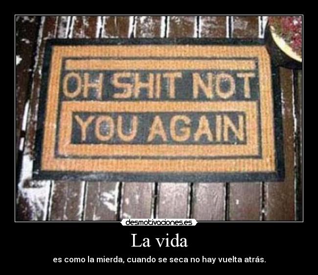La vida - es como la mierda, cuando se seca no hay vuelta atrás.