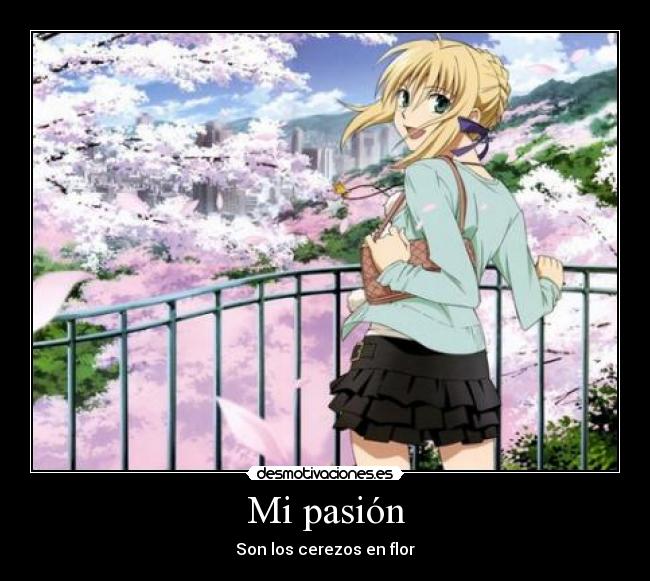 carteles pasion son los cerezos flor anime anime sakura aficion otaku otakus primavera sakura takusari desmotivaciones