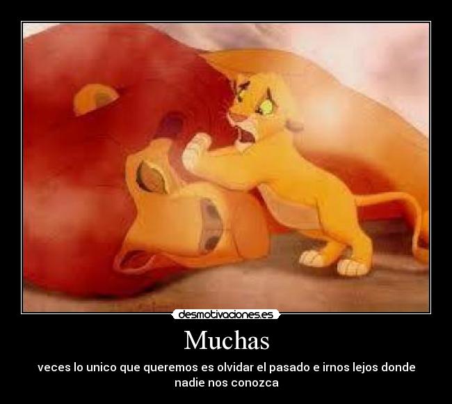 Muchas - veces lo unico que queremos es olvidar el pasado e irnos lejos donde
nadie nos conozca