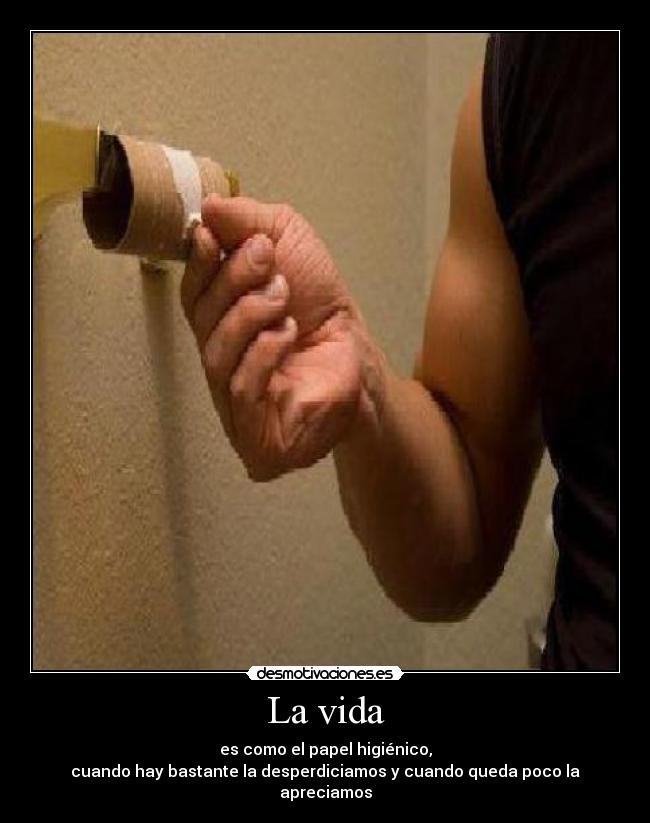 La vida - es como el papel higiénico,
cuando hay bastante la desperdiciamos y cuando queda poco la apreciamos