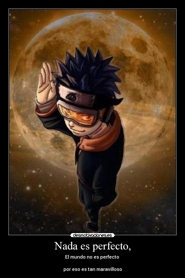 Nada es perfecto, - El mundo no es perfecto 

por eso es tan maravilloso