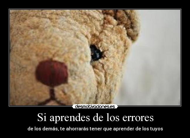 Si aprendes de los errores - de los demás, te ahorrarás tener que aprender de los tuyos