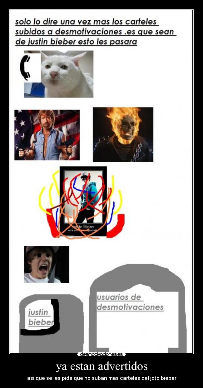 ya estan advertidos - asi que se les pide que no suban mas carteles del joto bieber