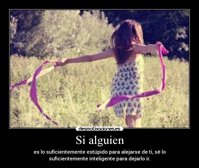 Si alguien - es lo suficientemente estúpido para alejarse de ti, sé lo
suficientemente inteligente para dejarlo ir.