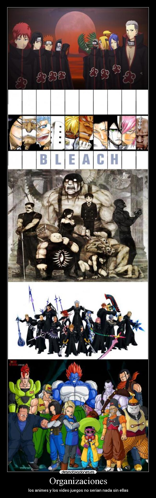 Organizaciones - los animes y los video juegos no serian nada sin ellas