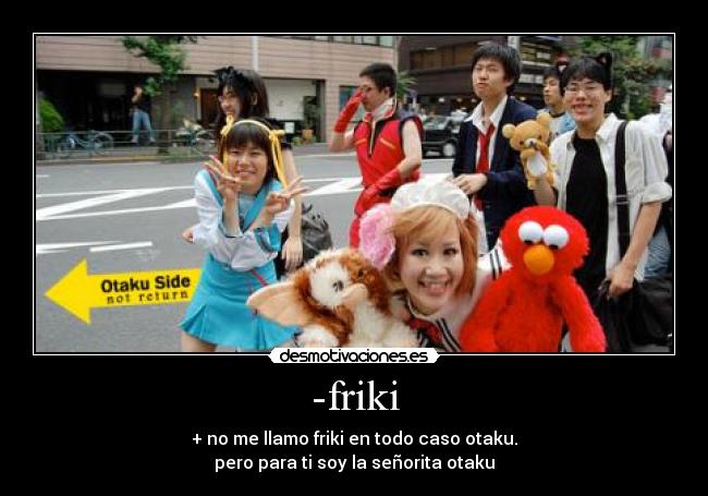 -friki - + no me llamo friki en todo caso otaku.
pero para ti soy la señorita otaku
