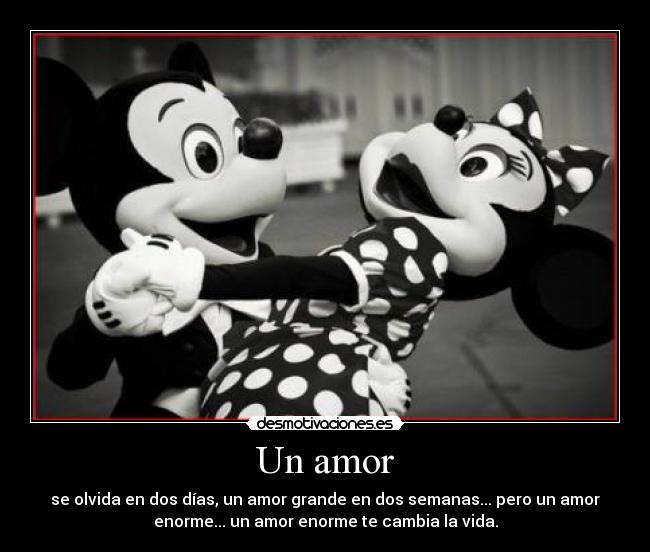 Un amor - se olvida en dos días, un amor grande en dos semanas... pero un amor
enorme... un amor enorme te cambia la vida.