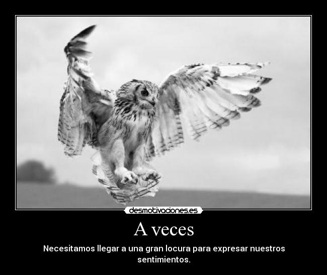 A veces - Necesitamos llegar a una gran locura para expresar nuestros sentimientos.