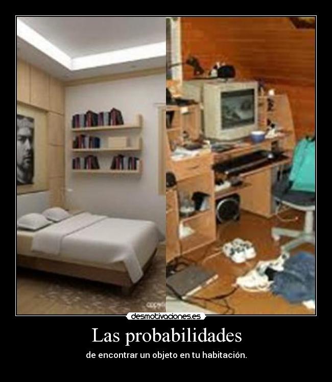 Las probabilidades - de encontrar un objeto en tu habitación.