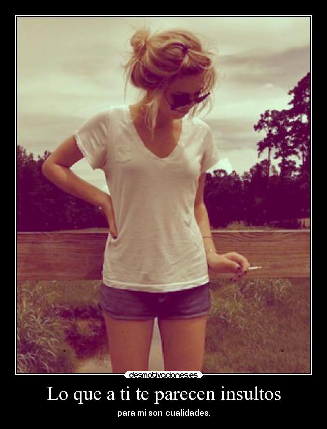 Lo que a ti te parecen insultos - para mi son cualidades.