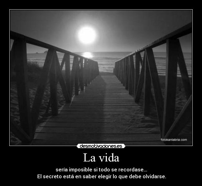 La vida - sería imposible si todo se recordase...
 El secreto está en saber elegir lo que debe olvidarse.