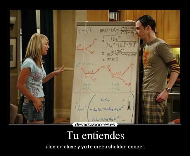 Tu entiendes - algo en clase y ya te crees sheldon cooper.