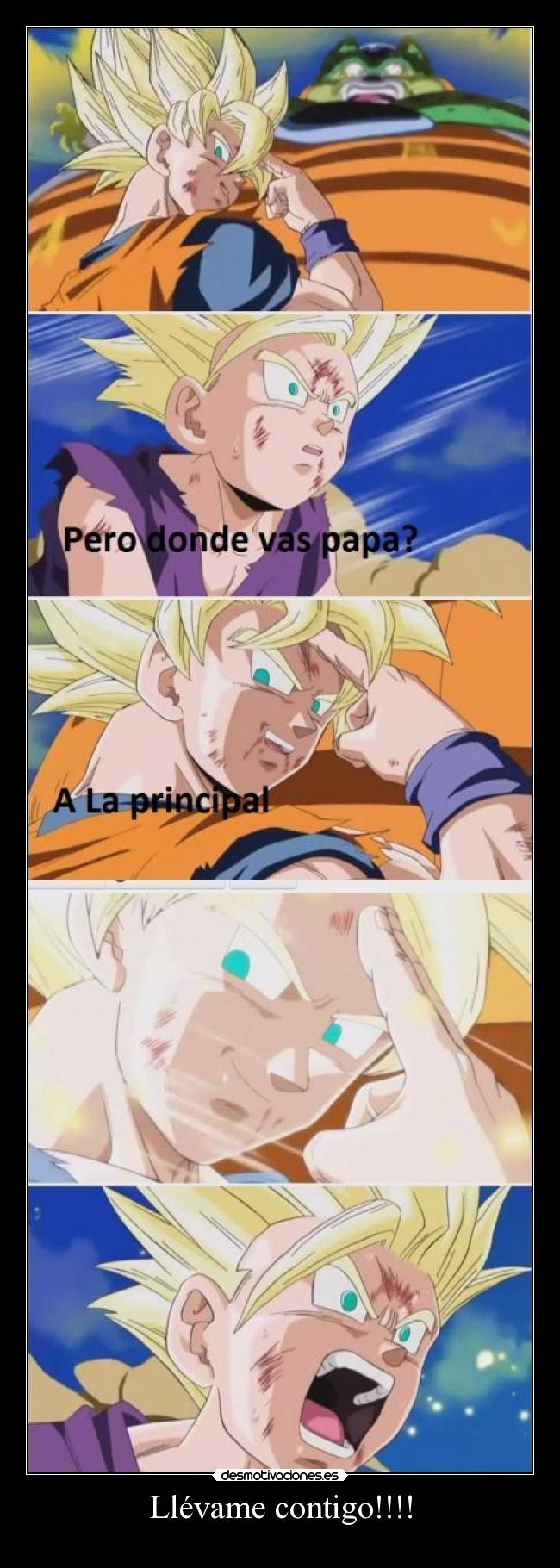 carteles goku con cell principal desmotivaciones