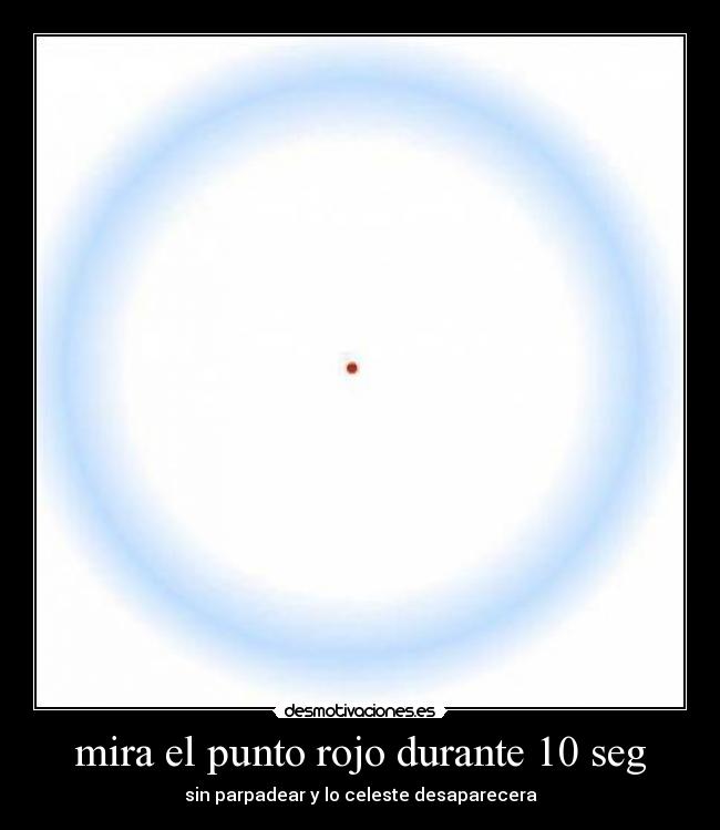 mira el punto rojo durante 10 seg - sin parpadear y lo celeste desaparecera