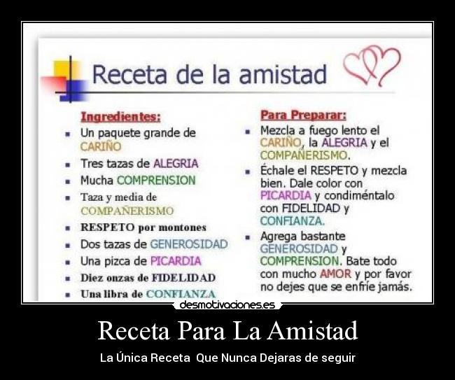 Receta Para La Amistad - La Única Receta Que Nunca Dejaras de seguir