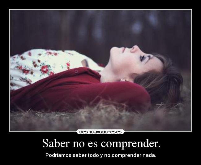 Saber no es comprender. - Podríamos saber todo y no comprender nada.