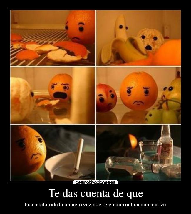 Te das cuenta de que - has madurado la primera vez que te emborrachas con motivo.