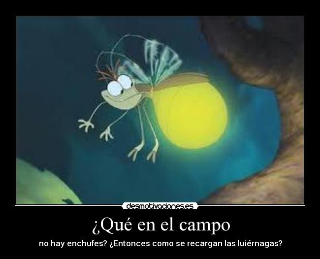 ¿Qué en el campo - no hay enchufes? ¿Entonces como se recargan las luiérnagas?