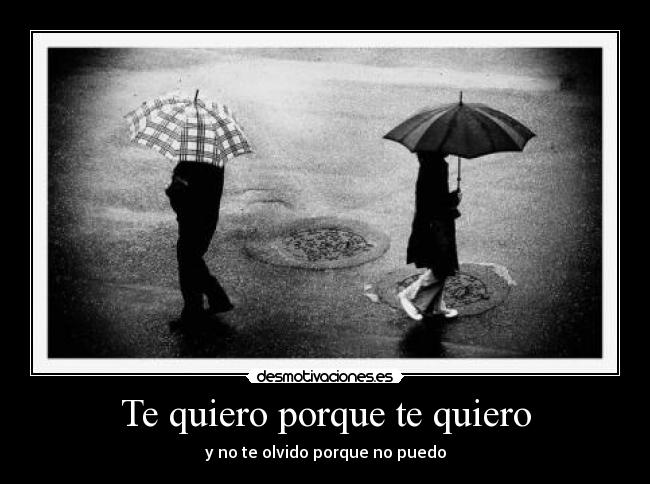 Te quiero porque te quiero - y no te olvido porque no puedo
