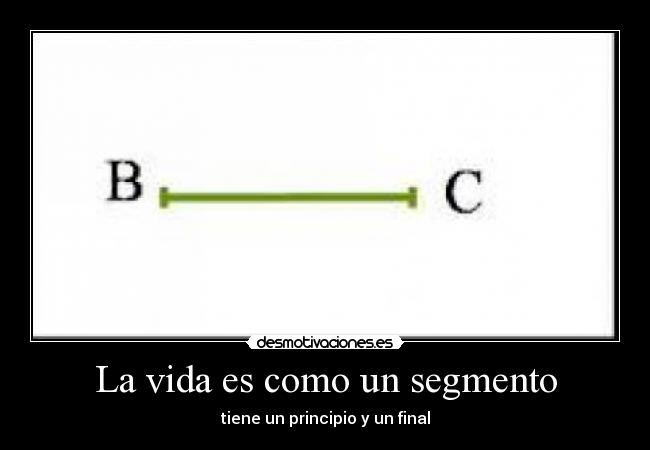 La vida es como un segmento - tiene un principio y un final