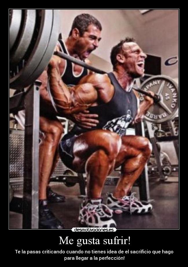 Me gusta sufrir! - Te la pasas criticando cuando no tienes idea de el sacrificio que hago
para llegar a la perfección!