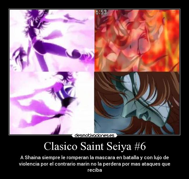 Clasico Saint Seiya #6 - A Shaina siempre le romperan la mascara en batalla y con lujo de
violencia por el contrario marin no la perdera por mas ataques que
reciba