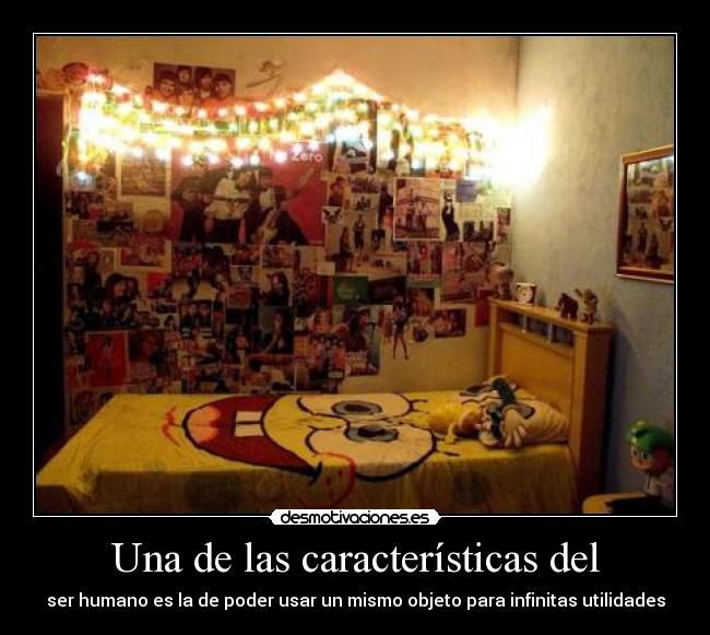 Una de las características del - ser humano es la de poder usar un mismo objeto para infinitas utilidades