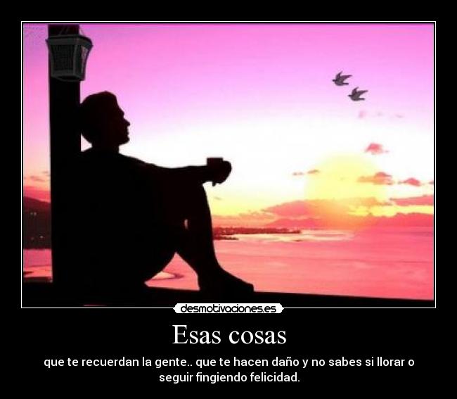 Esas cosas - que te recuerdan la gente.. que te hacen daño y no sabes si llorar o
seguir fingiendo felicidad.