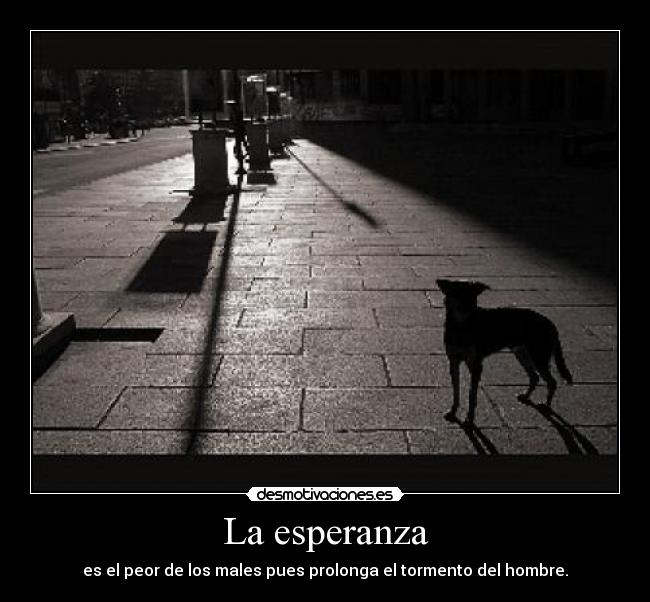 La esperanza - es el peor de los males pues prolonga el tormento del hombre.