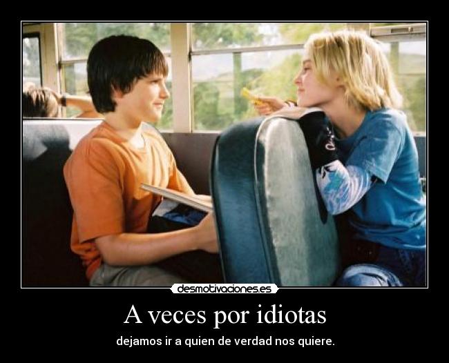 A veces por idiotas - dejamos ir a quien de verdad nos quiere.