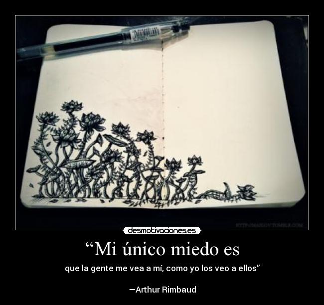 “Mi único miedo es - que la gente me vea a mí, como yo los veo a ellos”
—Arthur Rimbaud